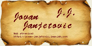 Jovan Janjetović vizit kartica